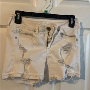 White jean shorts